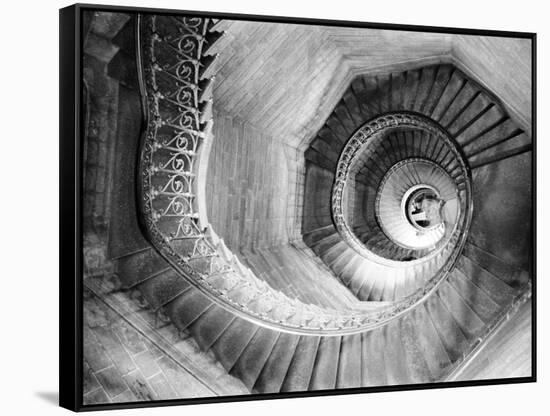 Traboule Staircase, Lyon, France-Walter Bibikow-Framed Stretched Canvas