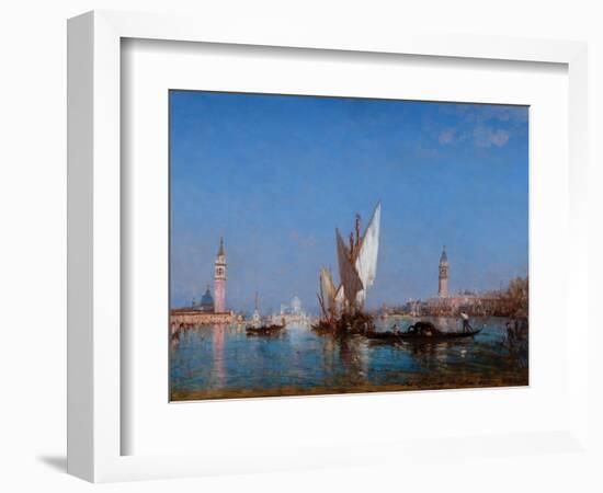 Trabucco and Gondolas on the Basin, Venice 1888 (Oil on Canvas)-Felix Ziem-Framed Giclee Print