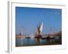 Trabucco and Gondolas on the Basin, Venice 1888 (Oil on Canvas)-Felix Ziem-Framed Giclee Print