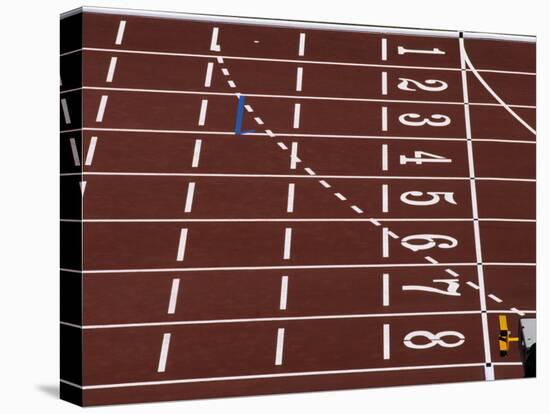 Track Lane Numbers at the Finish Line-Paul Sutton-Stretched Canvas