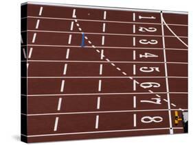 Track Lane Numbers at the Finish Line-Paul Sutton-Stretched Canvas