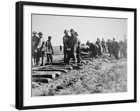 Track-Layers Gang-Building the Union Pacific Railroad Through American Wilderness, 1860S-null-Framed Premium Photographic Print