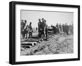 Track-Layers Gang-Building the Union Pacific Railroad Through American Wilderness, 1860S-null-Framed Photographic Print