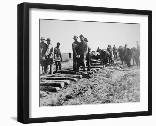 Track-Layers Gang-Building the Union Pacific Railroad Through American Wilderness, 1860S-null-Framed Photographic Print