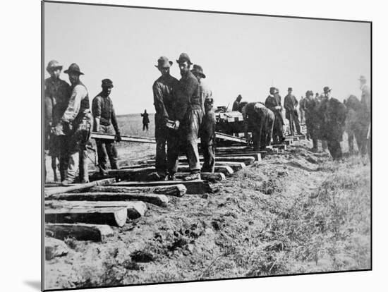 Track-Layers Gang-Building the Union Pacific Railroad Through American Wilderness, 1860S-null-Mounted Photographic Print