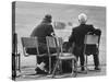 Track Officials Watching an Olympics' Race-Howard Sochurek-Stretched Canvas