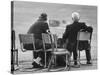 Track Officials Watching an Olympics' Race-Howard Sochurek-Stretched Canvas