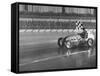 Track Record Holder Ted Tappett Circling Track With Checkered Flag After Winning-Ralph Morse-Framed Stretched Canvas