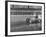 Track Record Holder Ted Tappett Circling Track With Checkered Flag After Winning-Ralph Morse-Framed Premium Photographic Print