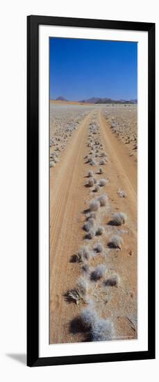 Track Through Sand with Scrub, Namib Road, Namib Naukluft Park, Namib Desert, Namibia, Africa-Lee Frost-Framed Photographic Print