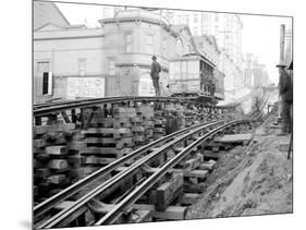 Tracks at 3rd and Madison, Seattle, 1907-Asahel Curtis-Mounted Giclee Print