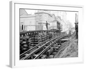 Tracks at 3rd and Madison, Seattle, 1907-Asahel Curtis-Framed Giclee Print