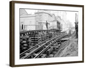 Tracks at 3rd and Madison, Seattle, 1907-Asahel Curtis-Framed Giclee Print