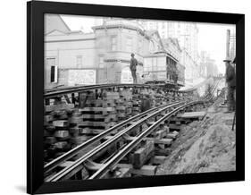 Tracks at 3rd and Madison, Seattle, 1907-Asahel Curtis-Framed Giclee Print