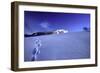 Tracks in the Snow Leading Up a Hill with a Mountain in the Back-Sabine Jacobs-Framed Photographic Print