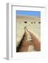 Tracks Tracks of 4 x 4 vehicles cut through bushman grass in the Namib Desert, Namibia-David Hosking-Framed Photographic Print