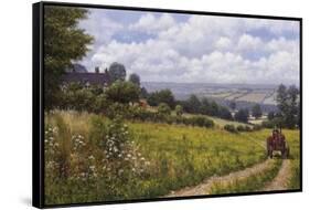 Tractor At Little Eaton-Bill Makinson-Framed Stretched Canvas