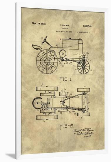 Tractor Blueprint - Industrial Farmhouse-Tina Lavoie-Framed Giclee Print