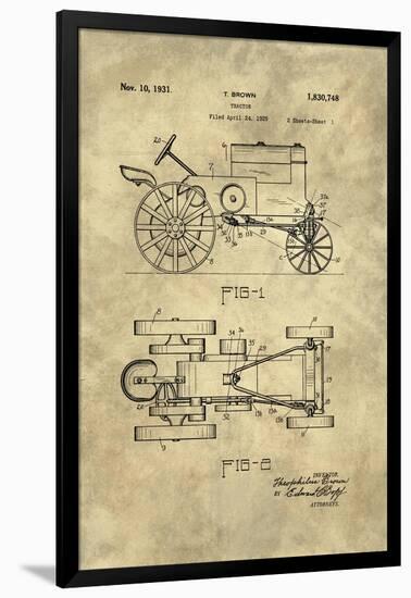 Tractor Blueprint - Industrial Farmhouse-Tina Lavoie-Framed Giclee Print