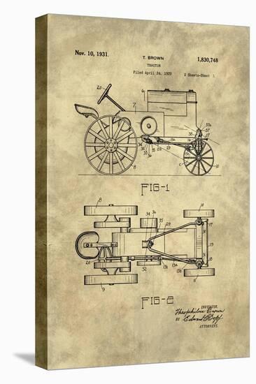 Tractor Blueprint - Industrial Farmhouse-Tina Lavoie-Stretched Canvas