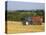 Tractor Collecting Hay Bales at Harvest Time, the Coltswolds, England-David Hughes-Stretched Canvas