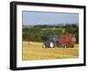 Tractor Collecting Hay Bales at Harvest Time, the Coltswolds, England-David Hughes-Framed Photographic Print