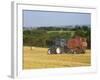 Tractor Collecting Hay Bales at Harvest Time, the Coltswolds, England-David Hughes-Framed Photographic Print