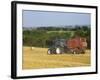 Tractor Collecting Hay Bales at Harvest Time, the Coltswolds, England-David Hughes-Framed Photographic Print