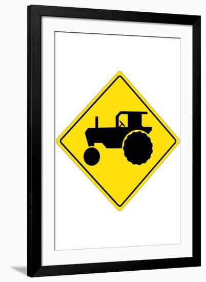 Tractor Crossing Sign-null-Framed Art Print