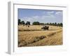 Tractor Harvesting Near Chipping Campden, Along the Cotswolds Way Footpath, the Cotswolds, England-David Hughes-Framed Photographic Print