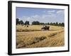 Tractor Harvesting Near Chipping Campden, Along the Cotswolds Way Footpath, the Cotswolds, England-David Hughes-Framed Photographic Print