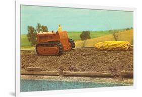 Tractor Hauling Giant Ear of Corn-null-Framed Art Print