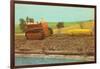 Tractor Hauling Giant Ear of Corn-null-Framed Art Print