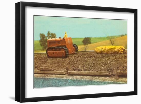 Tractor Hauling Giant Ear of Corn-null-Framed Art Print