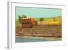 Tractor Hauling Giant Ear of Corn-null-Framed Art Print