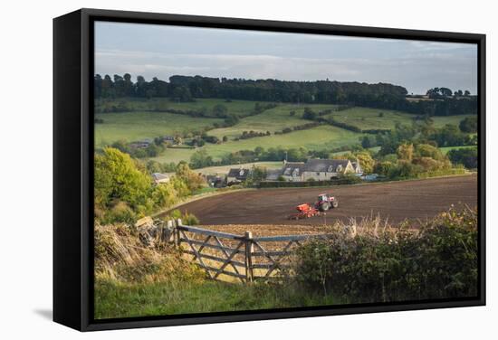 Tractor Ploughing Fields in Blockley, the Cotswolds, Gloucestershire, England-Matthew Williams-Ellis-Framed Stretched Canvas