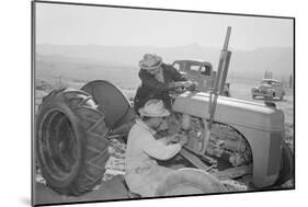 Tractor Repair: Driver Benji Iguchi, Mechanic Henry Hanawa, Manzanar Relocation Center, California-Ansel Adams-Mounted Art Print