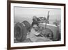 Tractor Repair: Driver Benji Iguchi, Mechanic Henry Hanawa, Manzanar Relocation Center, California-Ansel Adams-Framed Premium Giclee Print