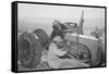Tractor Repair: Driver Benji Iguchi, Mechanic Henry Hanawa, Manzanar Relocation Center, California-Ansel Adams-Framed Stretched Canvas