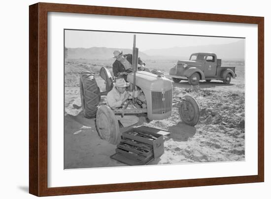 Tractor Repair: Driver Benji Iguchi, Mechanic Henry Hanawa,-Ansel Adams-Framed Art Print