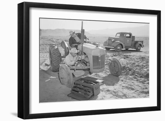 Tractor Repair: Driver Benji Iguchi, Mechanic Henry Hanawa,-Ansel Adams-Framed Art Print