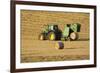 Tractor Stopping to Allow Hay Bale Making Machine-null-Framed Photographic Print