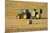 Tractor Stopping to Allow Hay Bale Making Machine-null-Mounted Photographic Print