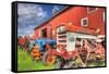 Tractors and Barn-Robert Goldwitz-Framed Stretched Canvas