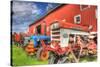 Tractors and Barn-Robert Goldwitz-Stretched Canvas