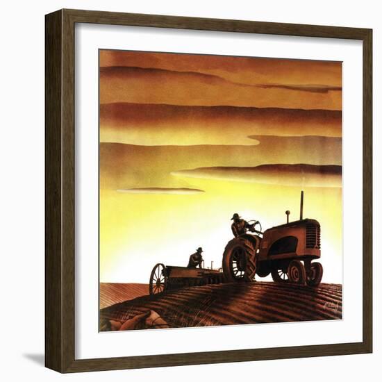 "Tractors at Sunset," October 3, 1942-Arthur C. Radebaugh-Framed Giclee Print