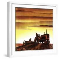 "Tractors at Sunset," October 3, 1942-Arthur C. Radebaugh-Framed Giclee Print