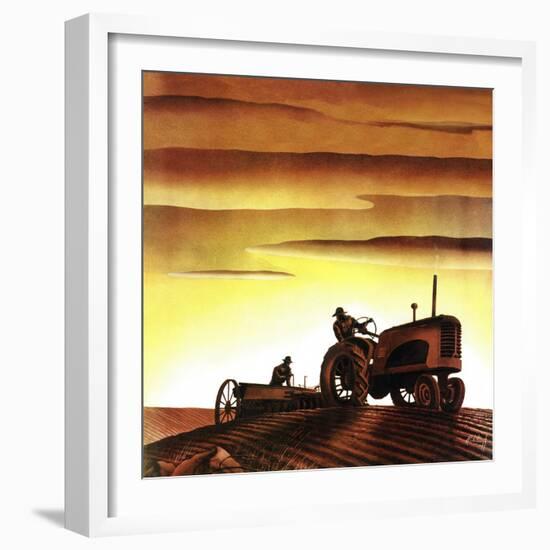 "Tractors at Sunset," October 3, 1942-Arthur C. Radebaugh-Framed Giclee Print