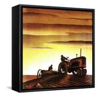 "Tractors at Sunset," October 3, 1942-Arthur C. Radebaugh-Framed Stretched Canvas