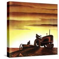 "Tractors at Sunset," October 3, 1942-Arthur C. Radebaugh-Stretched Canvas